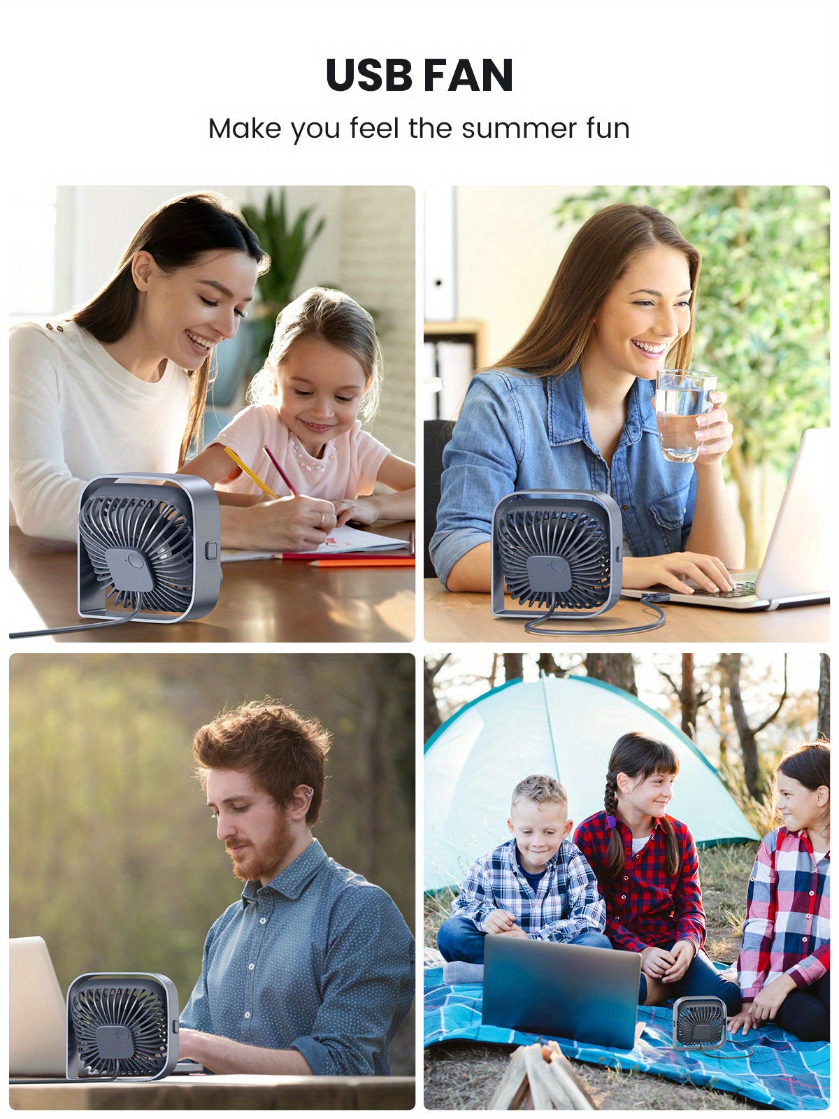 Stay Cool & Comfortable Anywhere: Portable USB Desk Fan with 3 Speeds & 360° Silent Operation