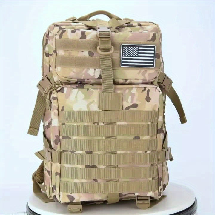 Waterproof Outdoor Backpack for Hiking, Fishing & Hunting - Durable Oxford Cloth, Camo Design, 25L/50L Capacity, Zip Closure