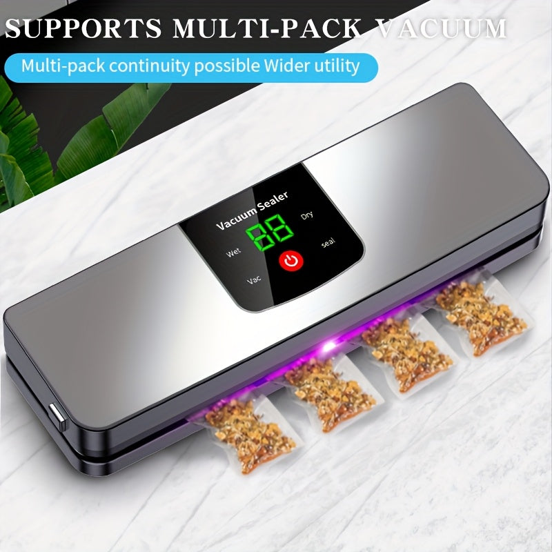USB Rechargeable Automatic Vacuum Sealer with LED Display - Portable Food Storage Solution for Camping, Hunting & Kitchen Use, Ideal Mother'S Day & Christmas Gift, Outdoor Food Storage|Automatic Sealing Machine|Durable Constr