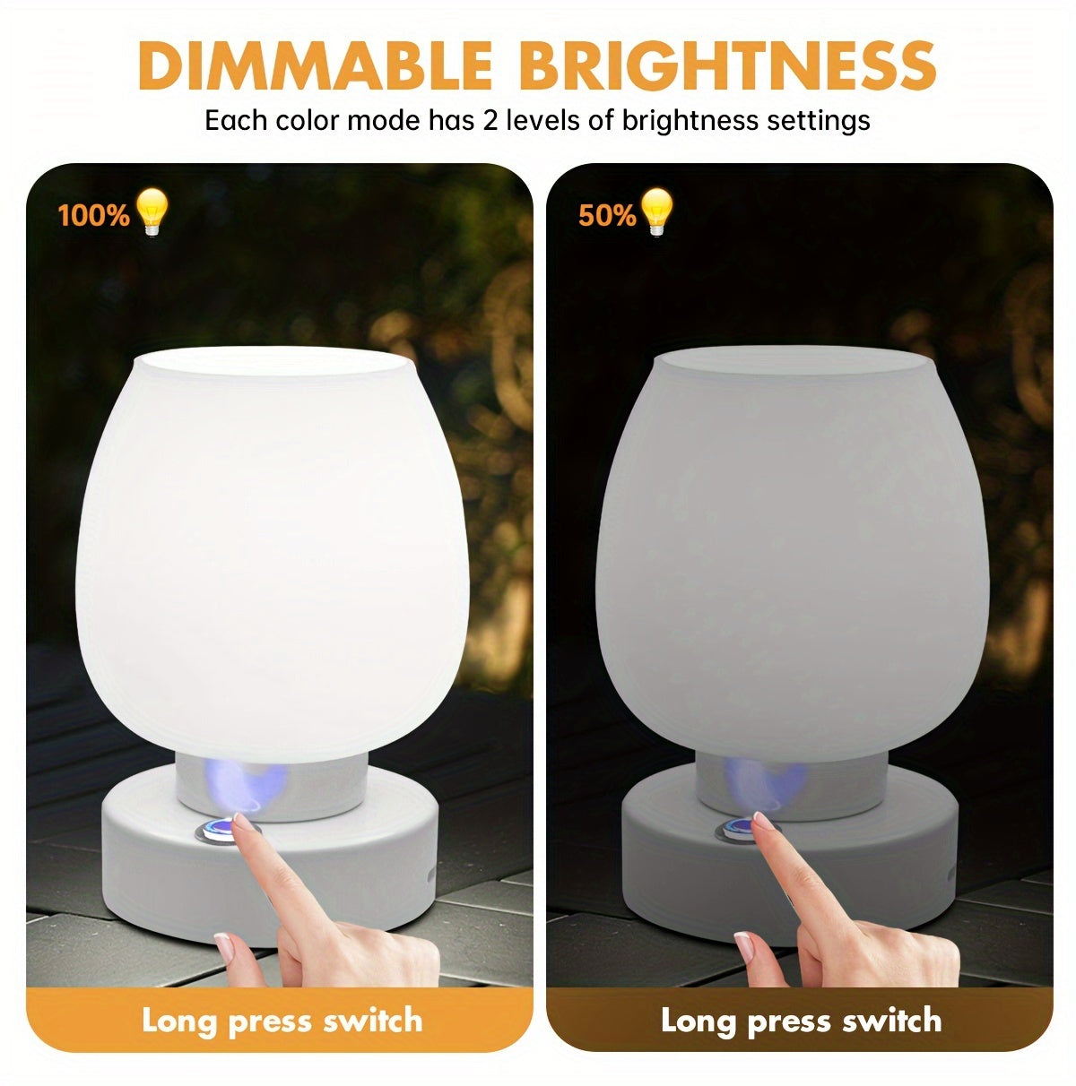 Rechargeable LED Desk Lamp with 3 Color Modes, Adjustable Brightness, Eye-Care Reading Light for Bedroom and Office