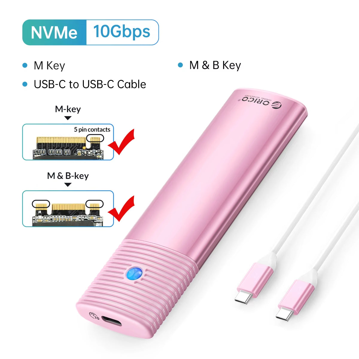 M2 SSD Enclosure Nvme 10Gbps Pcie SSD Box for M.2 Nvme NGFF SATA SSD Disk Tool Free M.2 SSD Case Built-In Metal Heat Sink