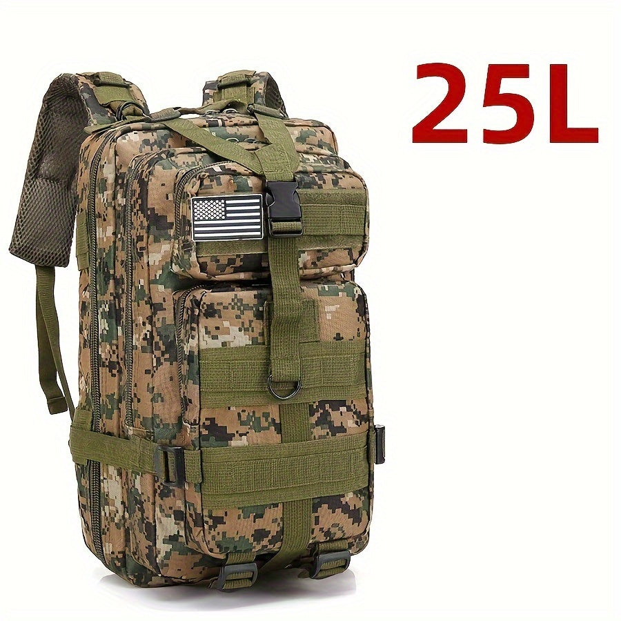 Waterproof Outdoor Backpack for Hiking, Fishing & Hunting - Durable Oxford Cloth, Camo Design, 25L/50L Capacity, Zip Closure