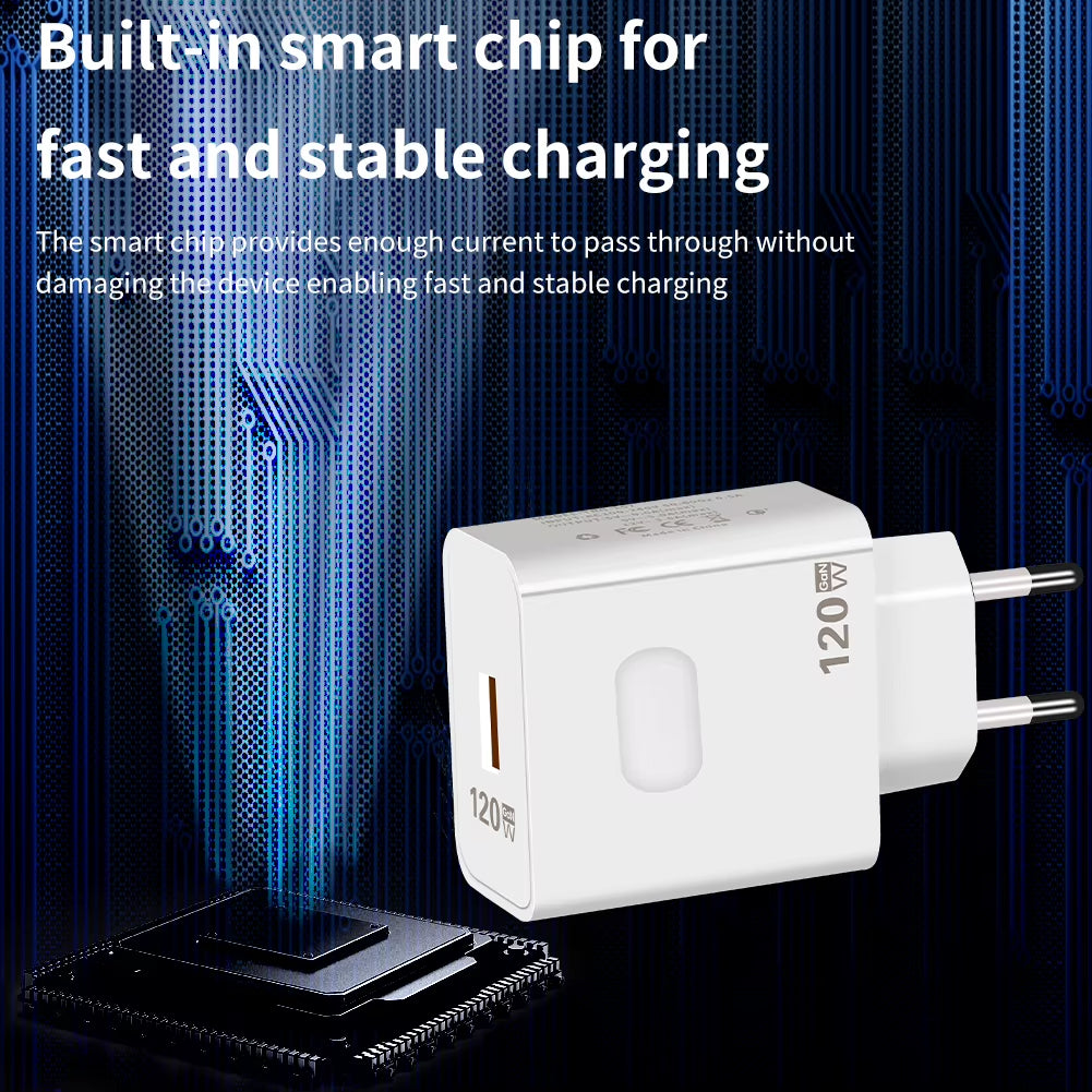 120W Gan USB C Charger QC3.0 Quick Charge Mobile Phones Charger Adaptor 10A Type C Cable for Xiaomi Samsung Iphone Fast Chargers