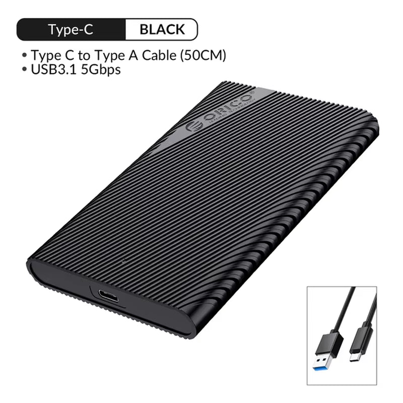 2.5 Inch HDD Case Type C External Hard Drive Case SATA to USB 3.1 HDD Enclosure Box for SATA HDD SSD Case Support UASP