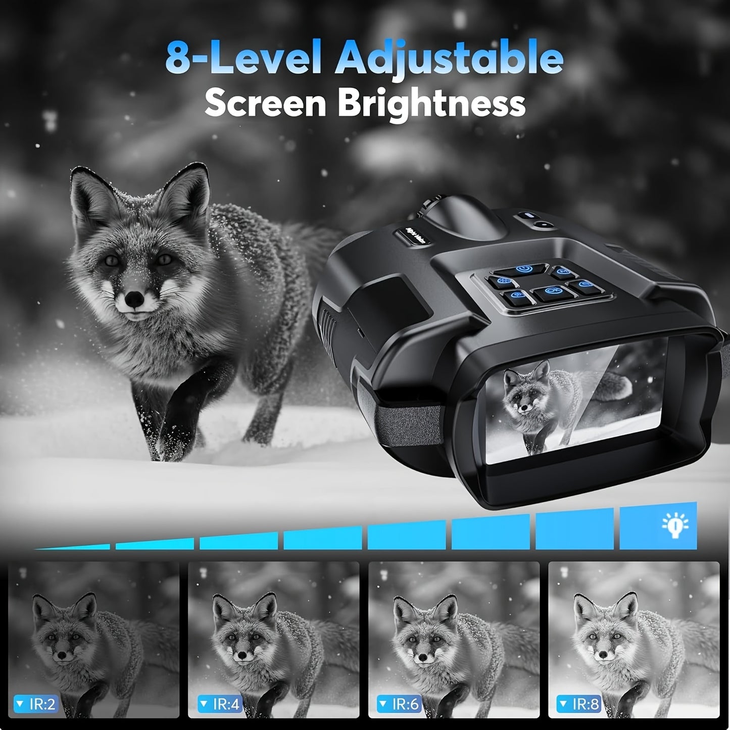 Upgraded 8x 4K Ultra HD Digital Night Vision Binoculars, 3-inch High Resolution Display, 5000mAh Battery And Safe And Reliable Tactical Flashlight - Perfect for Outdoor Night Adventures And Wildlife Spotting, Great Gift for M