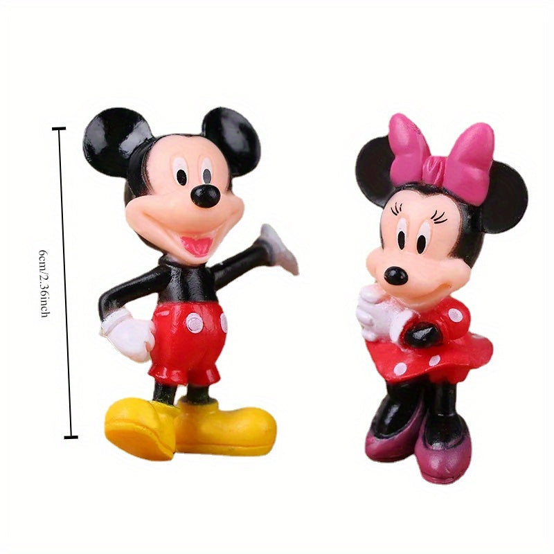 Disney Mickey & Minnie 6pcs Cake Topper Set - Pvc Anime Figures For Birthday Parties, Novelty Toys For Ages 14+