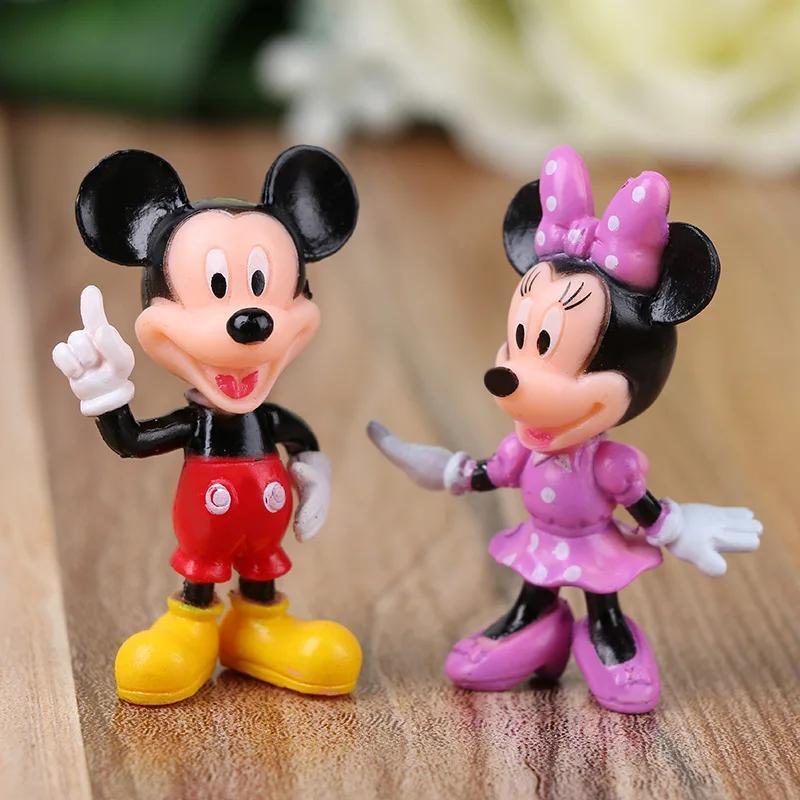 Disney Mickey & Minnie 6pcs Cake Topper Set - Pvc Anime Figures For Birthday Parties, Novelty Toys For Ages 14+
