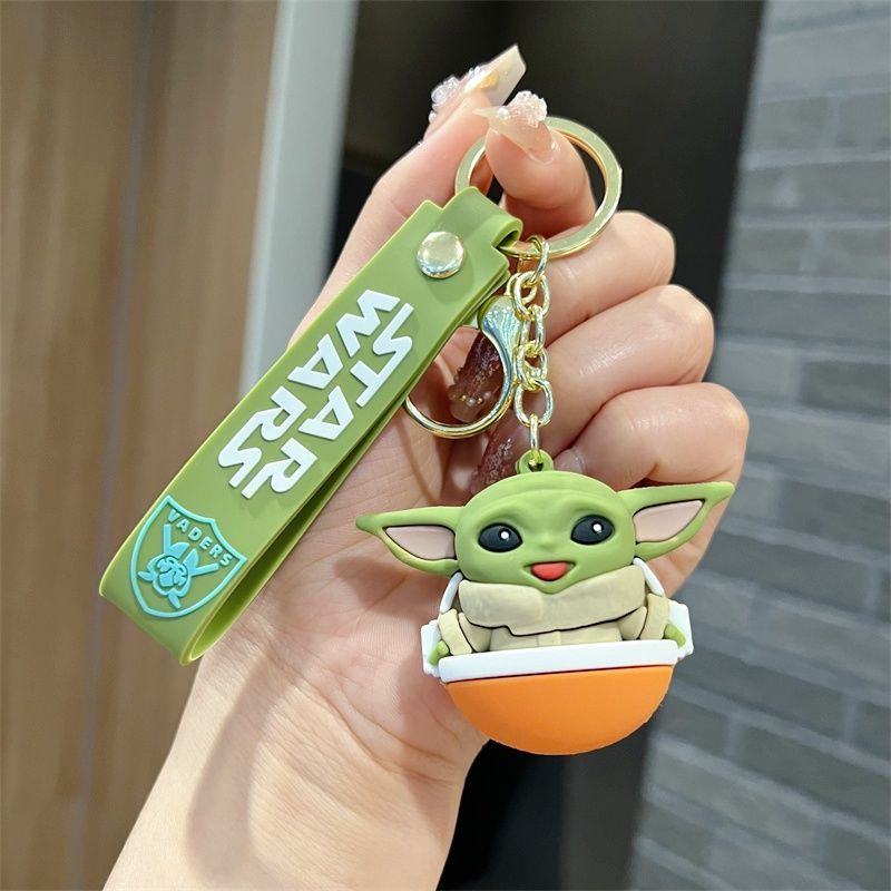2-Piece Disney Star Wars Baby Yoda Keychain Set - Cute Cartoon & Anime Pendant For Backpacks, Cars & Travel - Perfect Birthday Gift