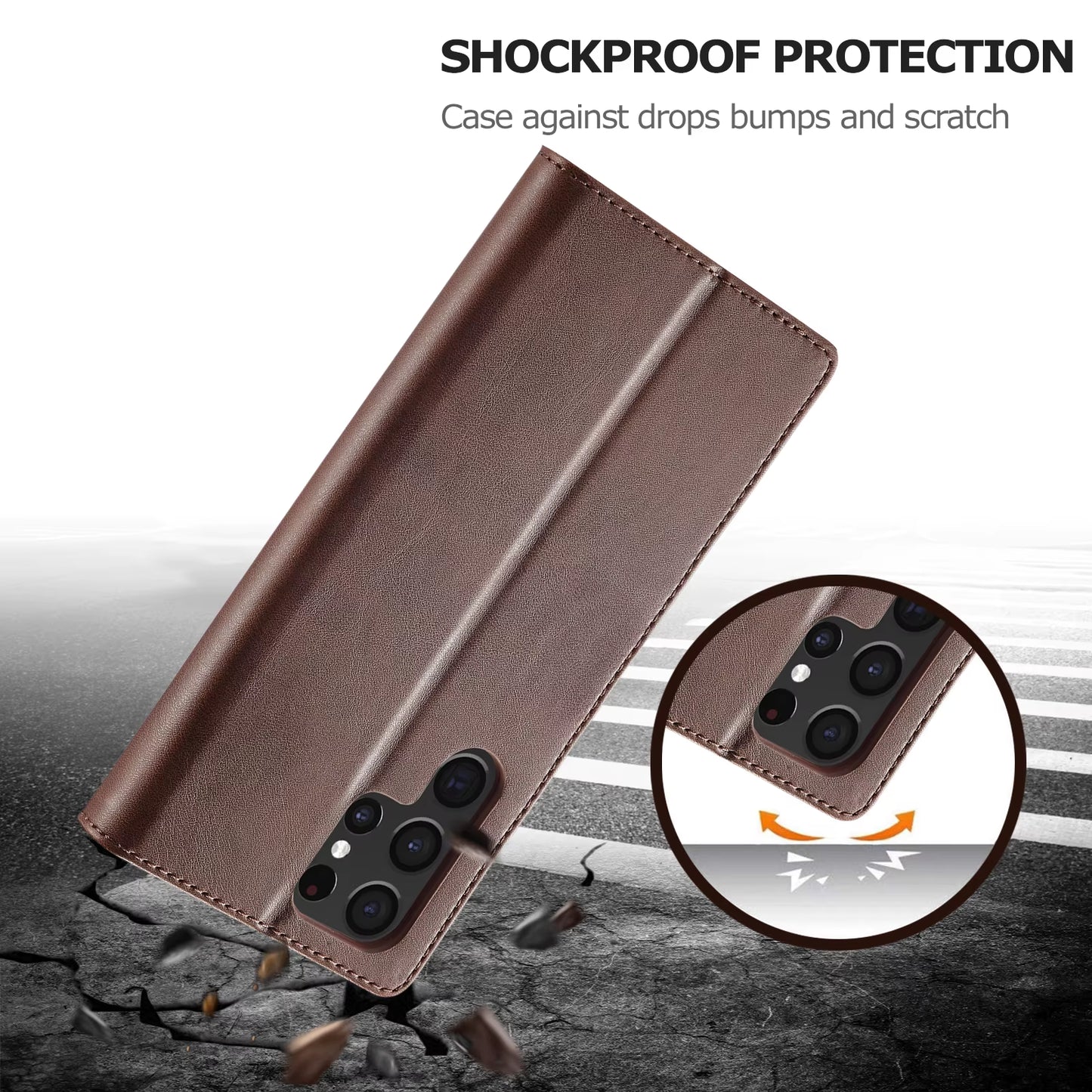 Leather Wallet Case for Samsung Galaxy S25 S24 S23 S22 Ultra S21 S20 FE S10 S9 plus Note20 10 plus Business Flip Card Cover