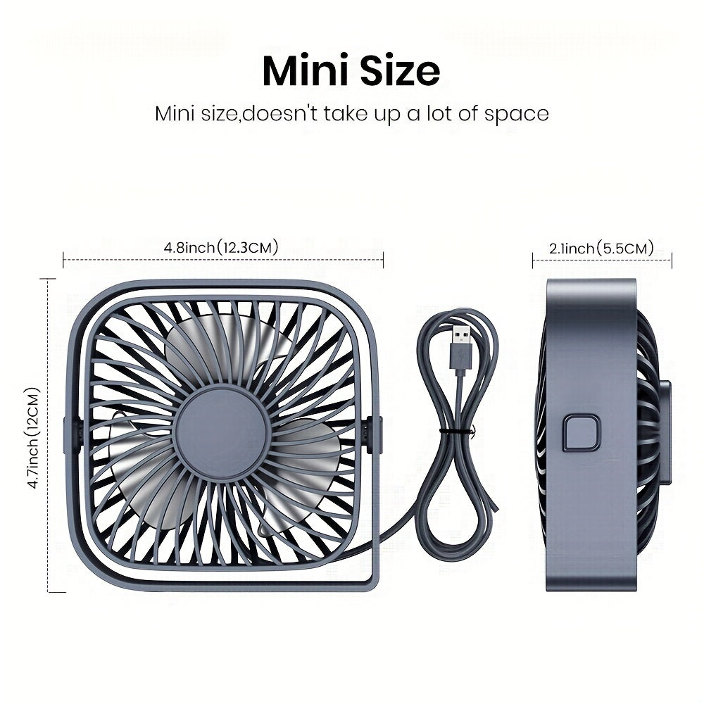 Stay Cool & Comfortable Anywhere: Portable USB Desk Fan with 3 Speeds & 360° Silent Operation