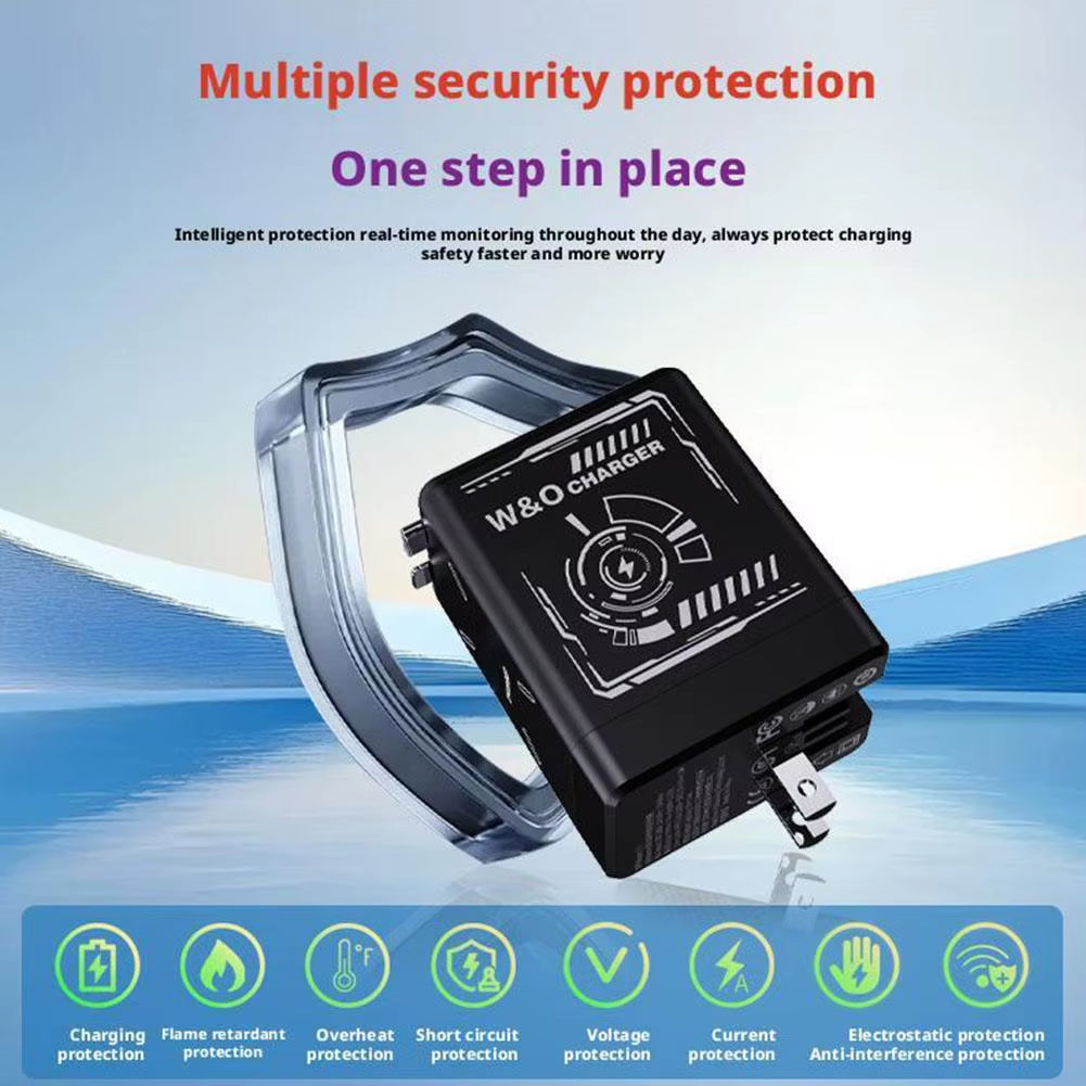 Dual PD+USB Smart Charger 2 in 1 Gan Charger Compatible 120W Retractable Fast Charging Charger for Smartphone