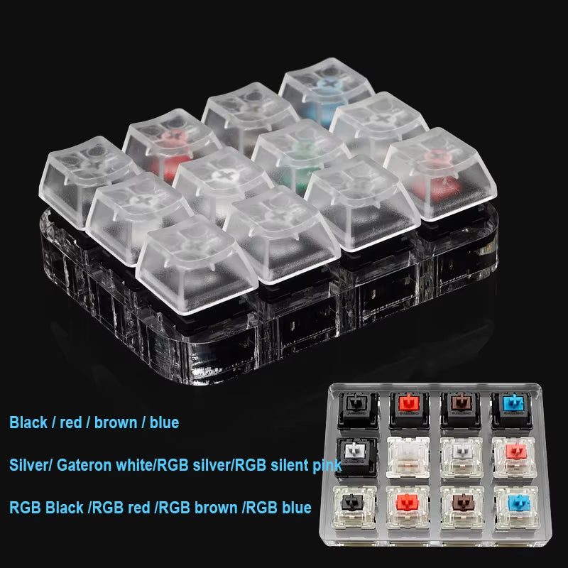 Switch Tester Cherry MX Kailh Switches Black Red Brown Blue 4 6 8 9 12 Key Translucent Keycaps Mechanical Keyboard Tester