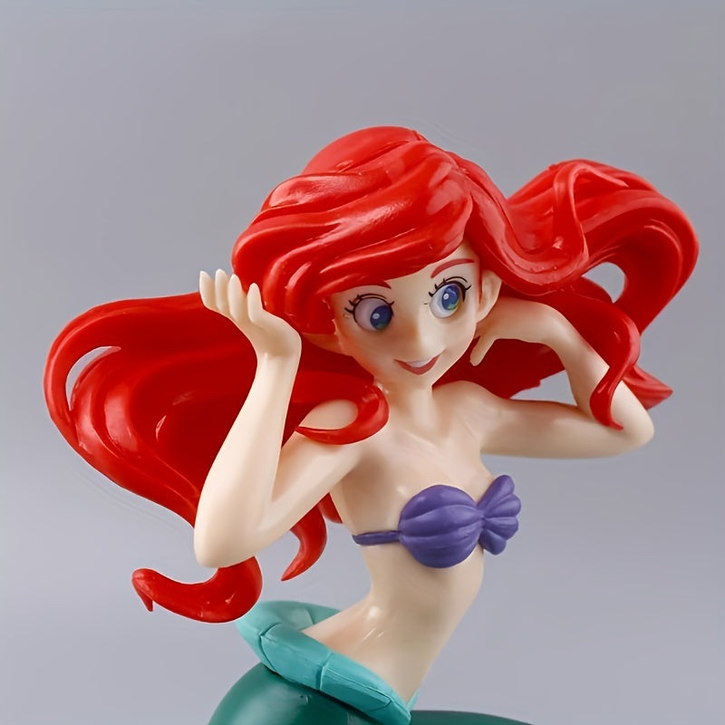 Disney Little Mermaid Ariel PVC Figure Set, Anime Mermaid Princess Collectible Model Kit, Authorized Decorative Cartoon Ornament for Car, Office, Home, Gift for Ages 14+