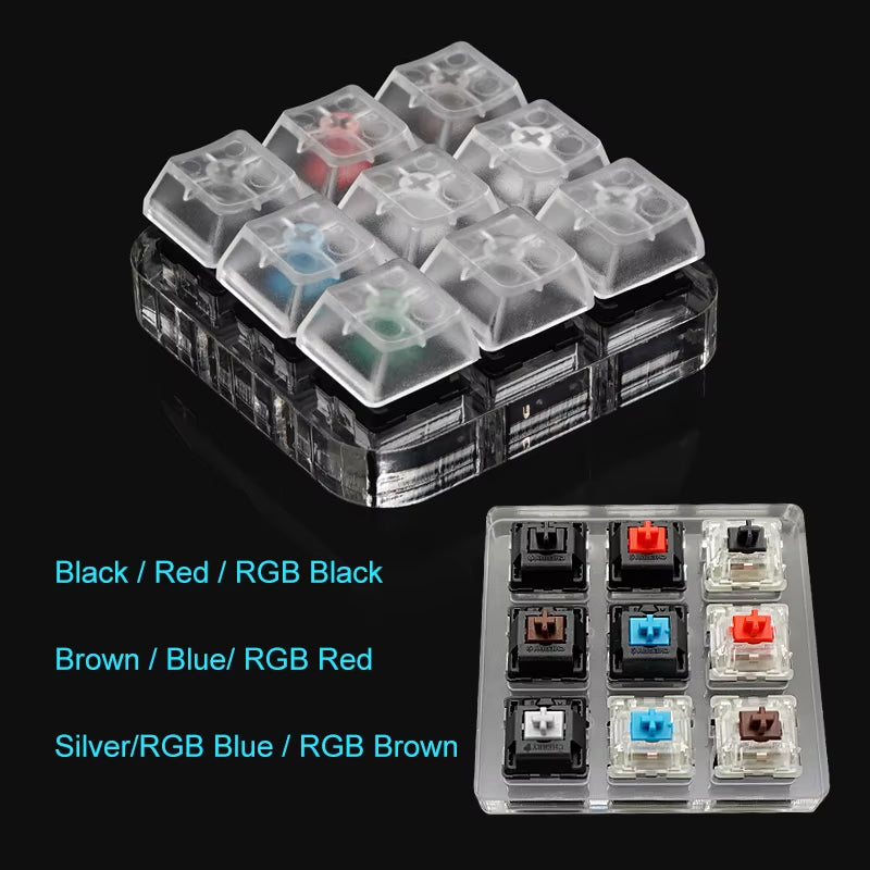 Switch Tester Cherry MX Kailh Switches Black Red Brown Blue 4 6 8 9 12 Key Translucent Keycaps Mechanical Keyboard Tester