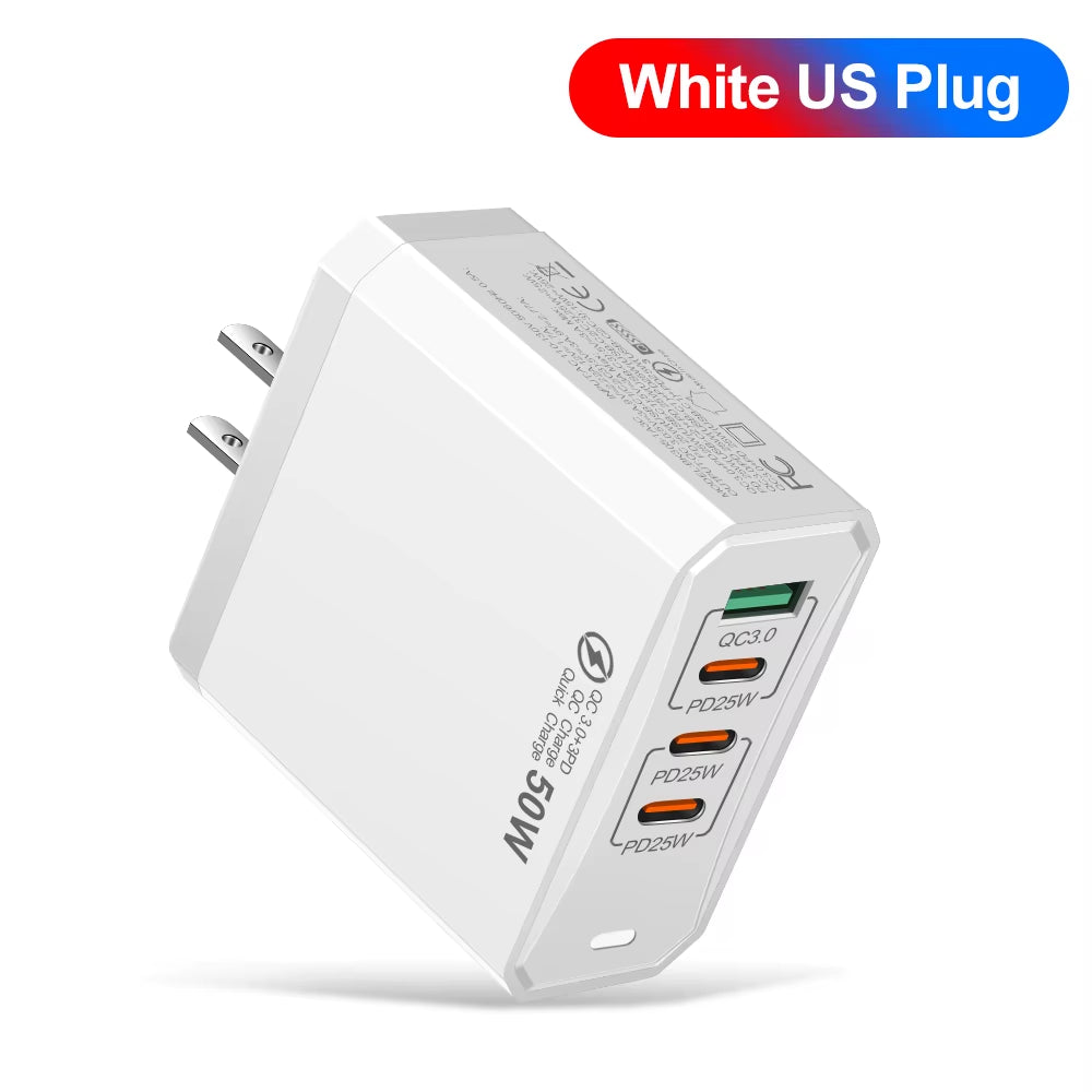 Total 100W USB Charger Phone Charger Fast Charging for Xiaomi Samsung Huawei Travel Charger Adaptor for Iphone Quick Charger