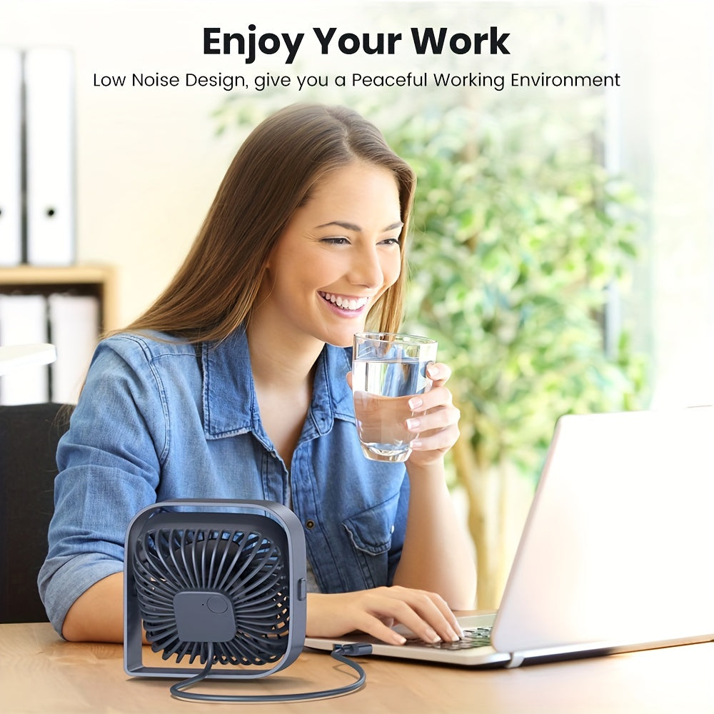 Stay Cool & Comfortable Anywhere: Portable USB Desk Fan with 3 Speeds & 360° Silent Operation