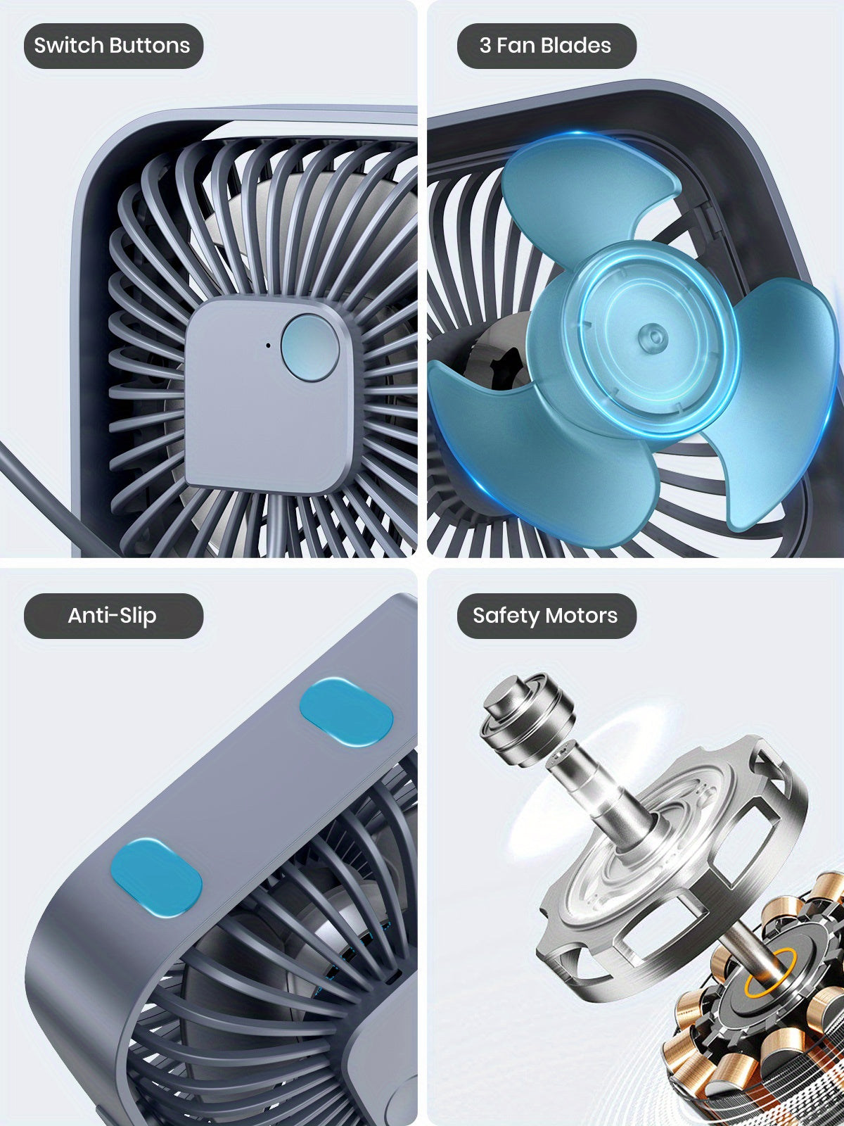 Stay Cool & Comfortable Anywhere: Portable USB Desk Fan with 3 Speeds & 360° Silent Operation