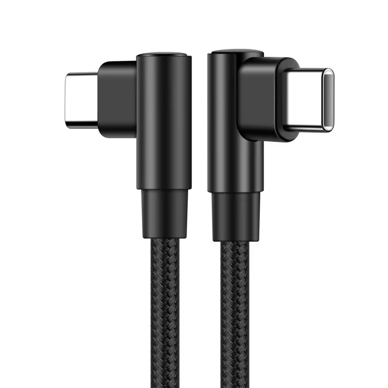 90 Degree Elbow Type-C Cables 20V 3A 60W PD Fast Charging Type C to Type C Male to Male USB Type-C Devices 20Cm 50Cm
