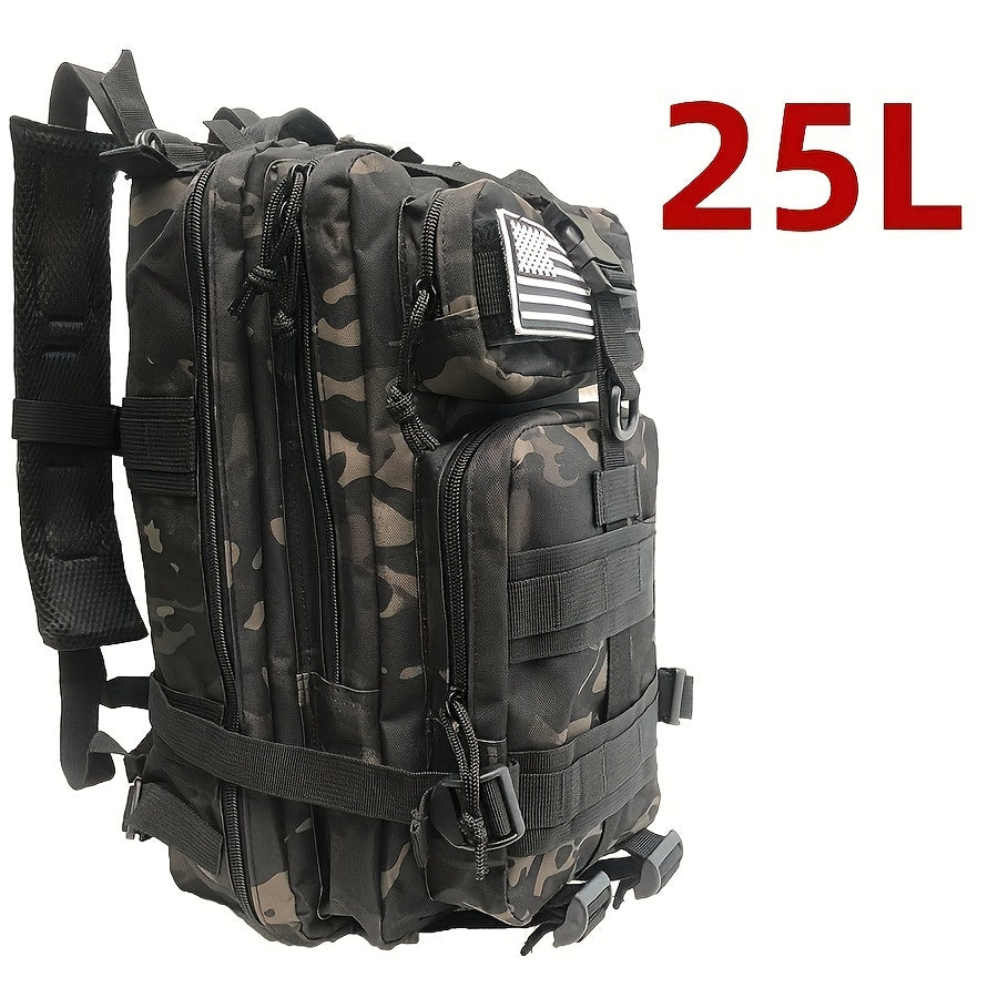 Waterproof Outdoor Backpack for Hiking, Fishing & Hunting - Durable Oxford Cloth, Camo Design, 25L/50L Capacity, Zip Closure