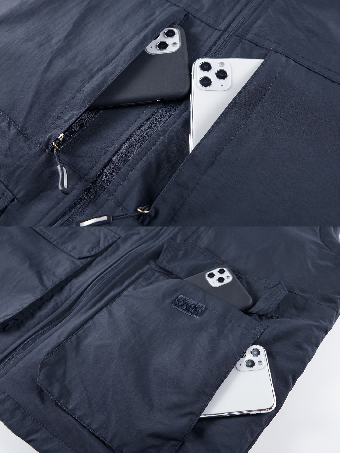 Multi Pockets Reversible Cargo Vest, Men's Casual Outwear Stand Collar Zip Up Vest For Outdoor Fishing Photography