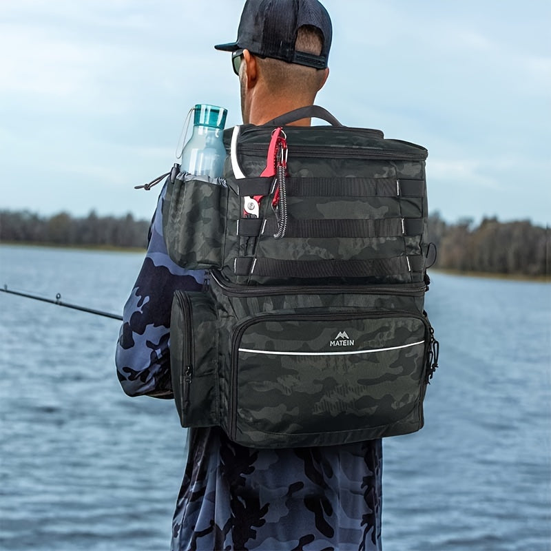 Fishing Tackles Storage Backpack With Cooler, Large Fishing Bag With Rod Holders, Outdoor Camping Hiking Portable Tactical Sports Bag