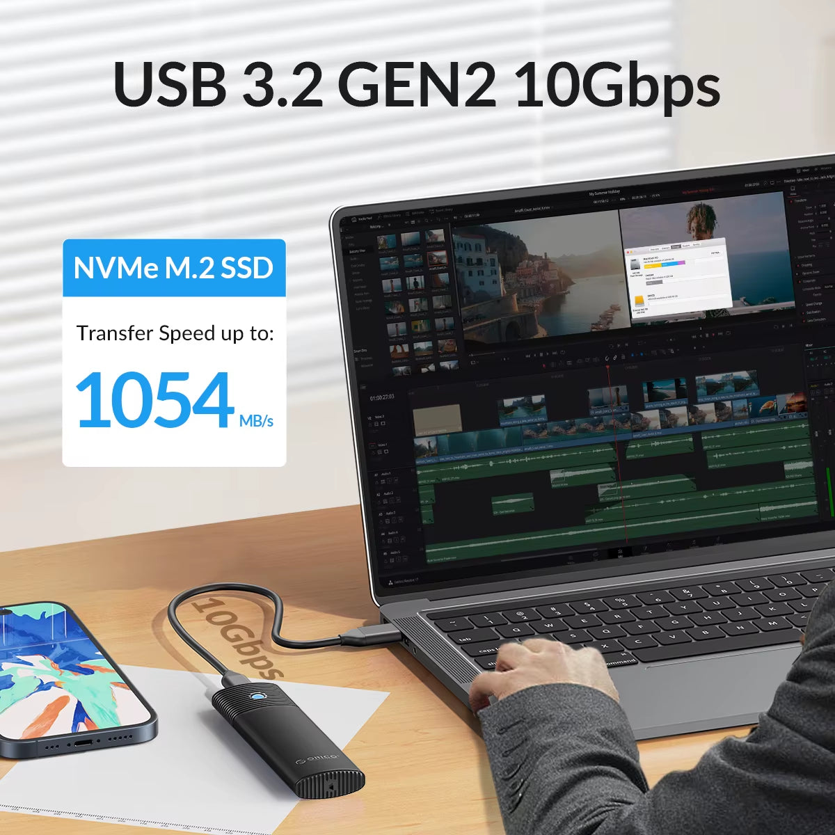 M2 SSD Enclosure Nvme 10Gbps Pcie SSD Box for M.2 Nvme NGFF SATA SSD Disk Tool Free M.2 SSD Case Built-In Metal Heat Sink