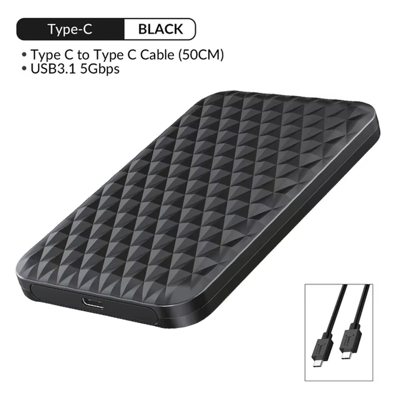 2.5 Inch HDD Case Type C External Hard Drive Case SATA to USB 3.1 HDD Enclosure Box for SATA HDD SSD Case Support UASP