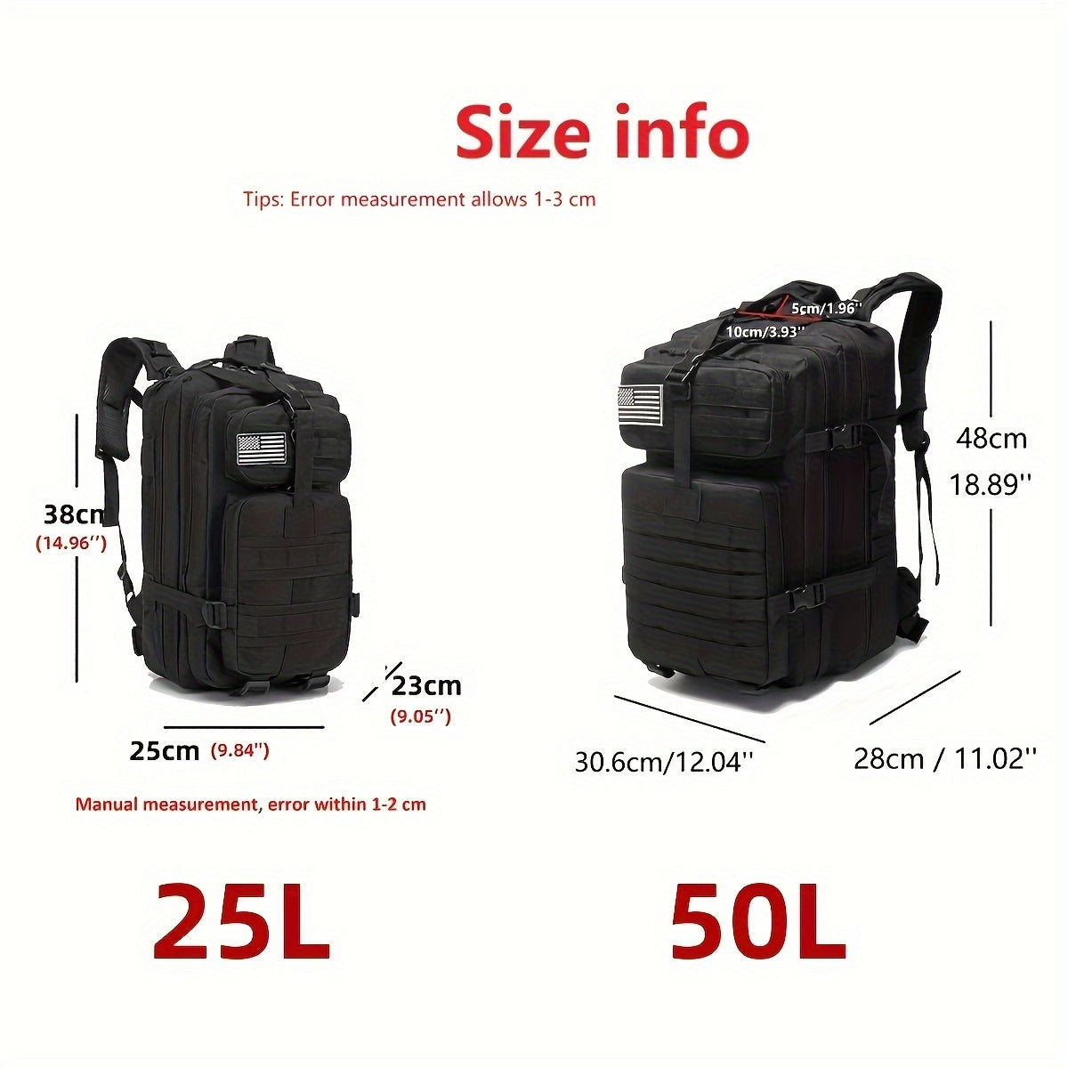 Waterproof Outdoor Backpack for Hiking, Fishing & Hunting - Durable Oxford Cloth, Camo Design, 25L/50L Capacity, Zip Closure