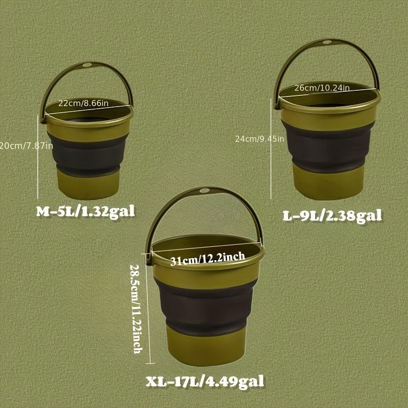 Multifunctional Large-capacity Foldable Bucket Storage Bucket, 5L/9L/17L, Suitable for Boat Cleaning, Outdoor Camping, Self-driving Tours, Outdoor Fishing, Car Washing, Etc., Can Be Folded for Storage. Gift for Father'S Day a