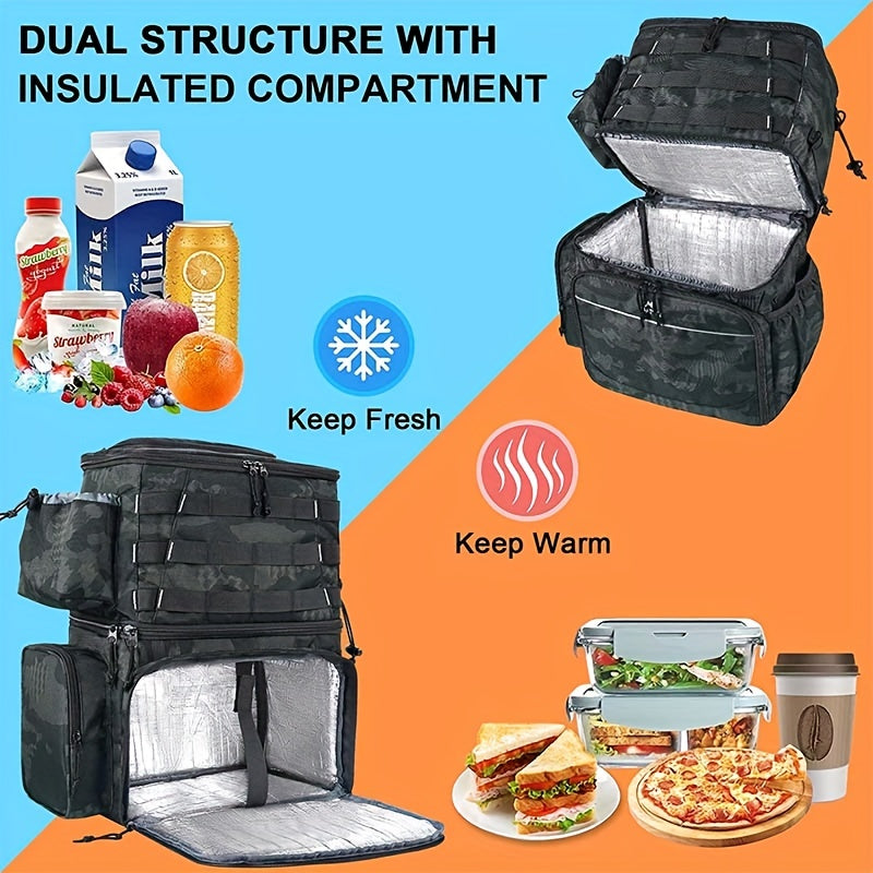 Fishing Tackles Storage Backpack With Cooler, Large Fishing Bag With Rod Holders, Outdoor Camping Hiking Portable Tactical Sports Bag