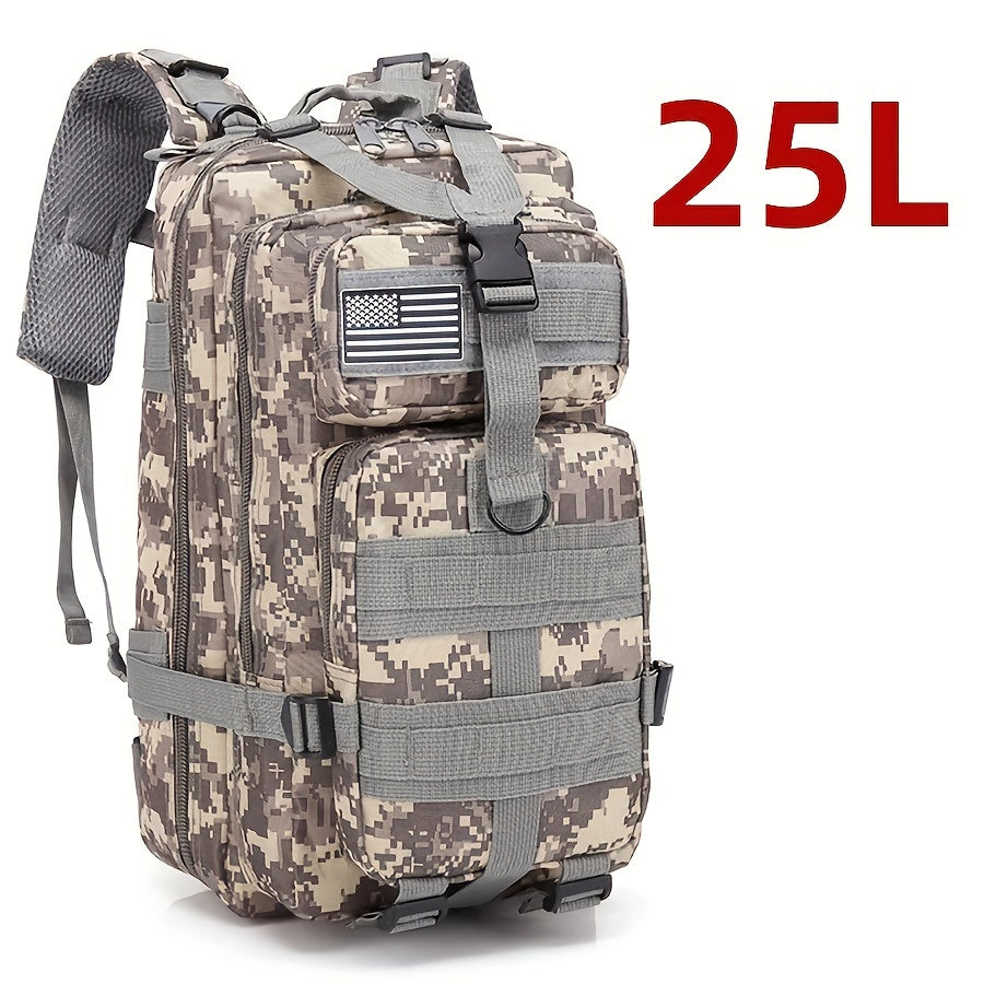 Waterproof Outdoor Backpack for Hiking, Fishing & Hunting - Durable Oxford Cloth, Camo Design, 25L/50L Capacity, Zip Closure