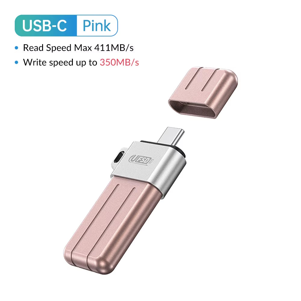 UFSD All Metal 512GB USB Flash Drive 411MB/S Pen Drives 256GB 128GB 64GB USB Stick Type C Pendrives Memory Stick U Disk
