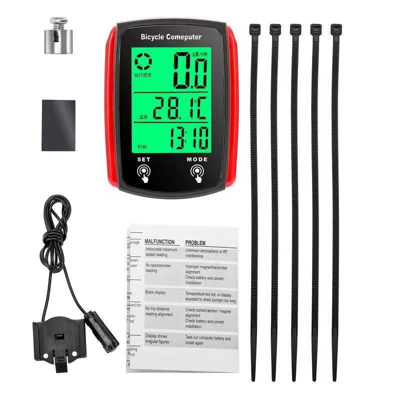 Wired Bike Computer LED Digital Bicycle Speedometer Odometer Touchscreen Cycling Computer Waterproof with Backlight