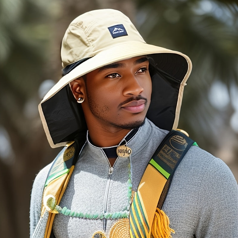 Unisex outdoor sun hat suitable for fishing, travel, camping, and hiking - made of durable polyester material, available in 4 colors: navy blue, black, khaki, and street style.