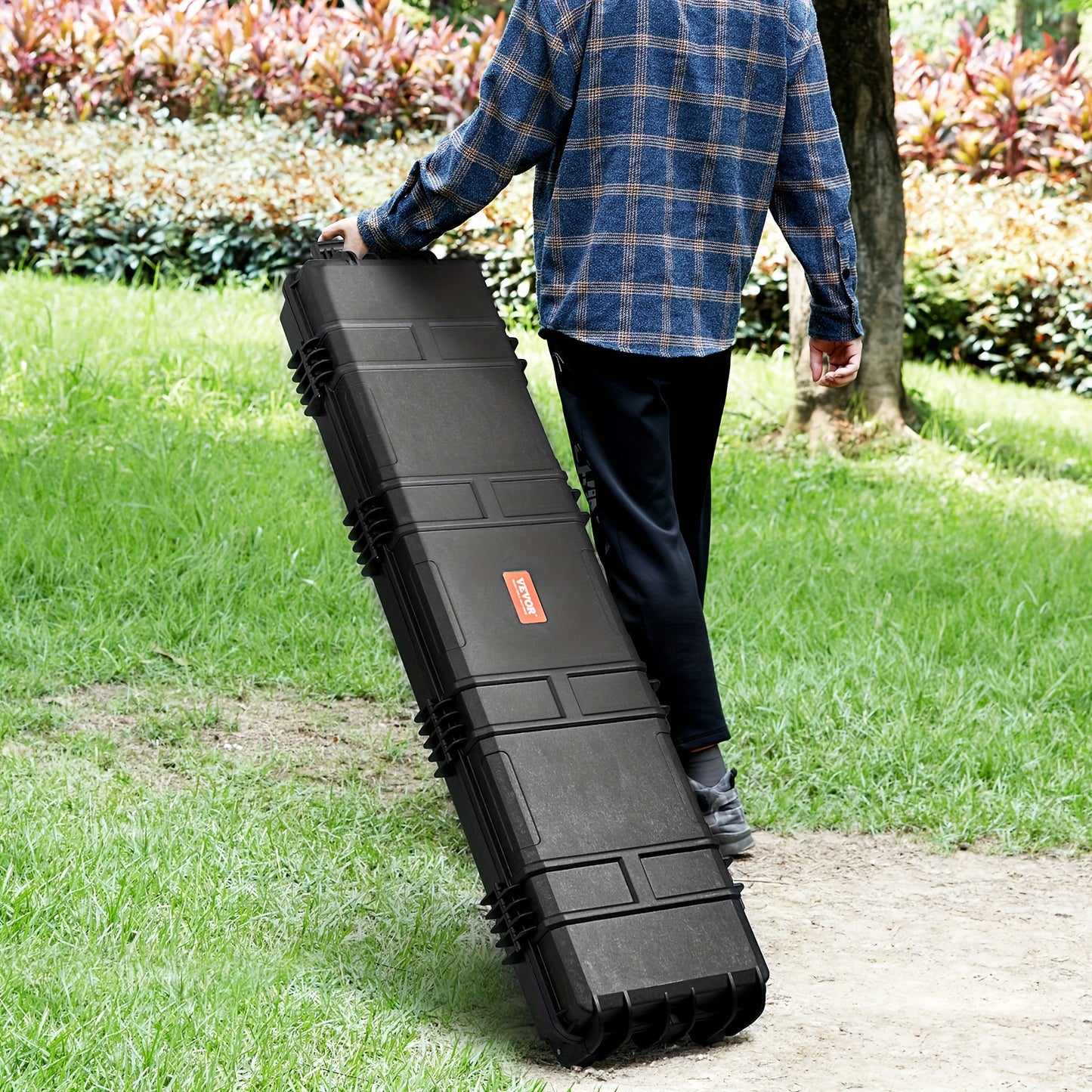 VEVOR 127.0cm Lockable Rifle Case with Wheels, 3-Layer Fully-Protective Foam, High Quality & Crushproof Hard Gun Case for Two Rifles/Shotguns & Airsoft Guns - Hunting & Fishing Gear, Gun Accessories
