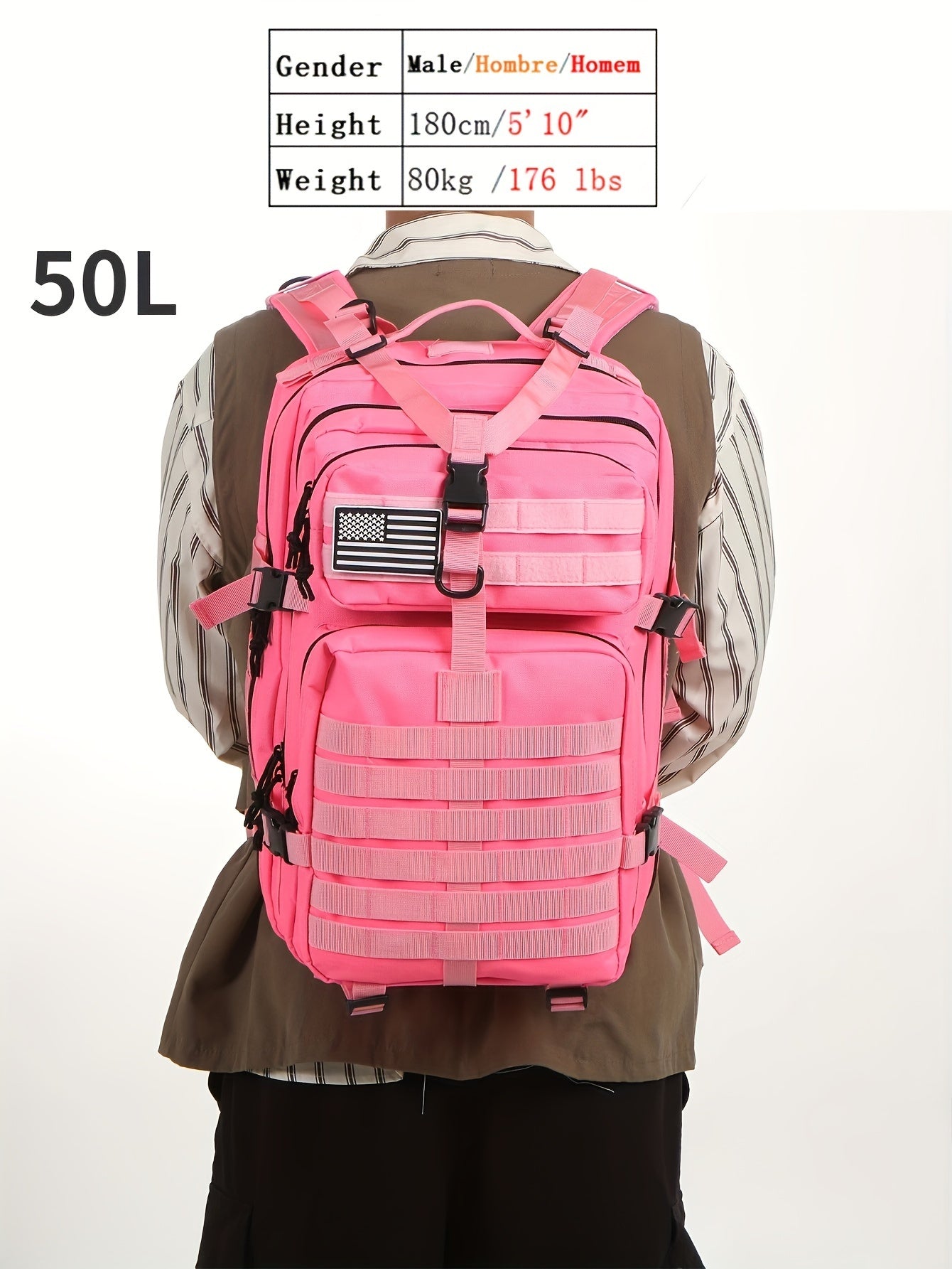 Waterproof Outdoor Backpack for Hiking, Fishing & Hunting - Durable Oxford Cloth, Camo Design, 25L/50L Capacity, Zip Closure