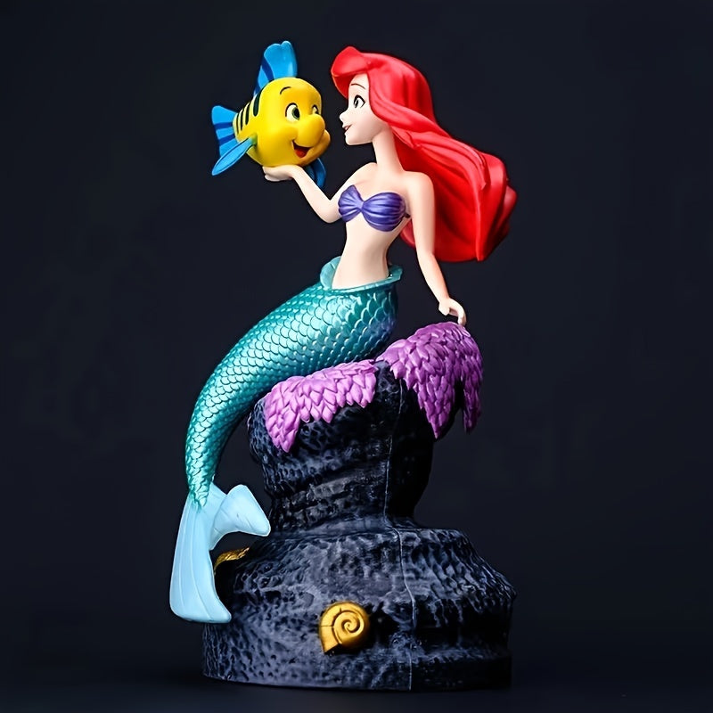 Disney Little Mermaid Ariel PVC Figure Set, Anime Mermaid Princess Collectible Model Kit, Authorized Decorative Cartoon Ornament for Car, Office, Home, Gift for Ages 14+