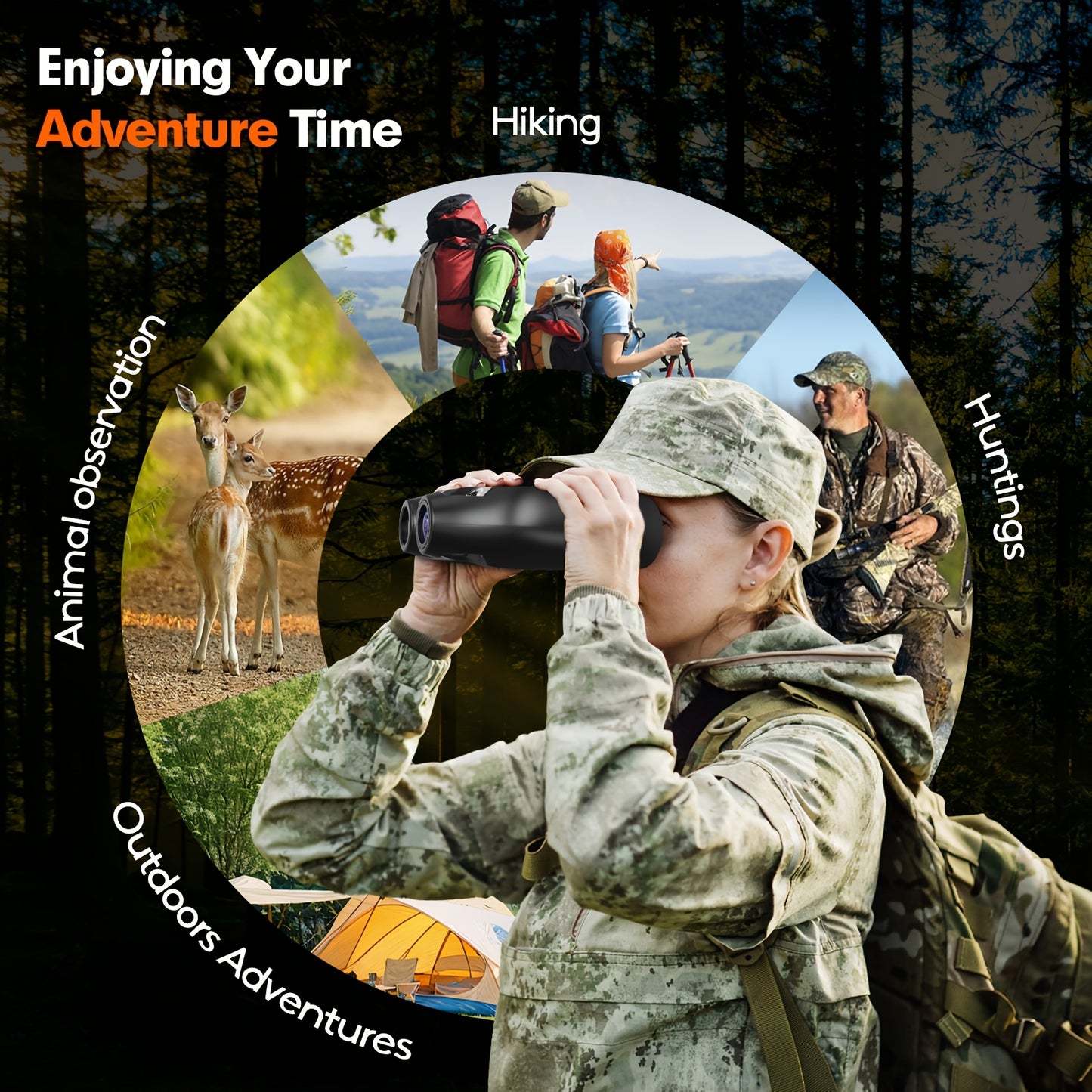 Night Vision Binoculars, Night Vision Goggles, Infrared Night Vision, HD Display Screen, Photo and Video Storage on 32GB TF Card, Head Mounted Hunting Binoculars for Travel & Outdoor Hunting
