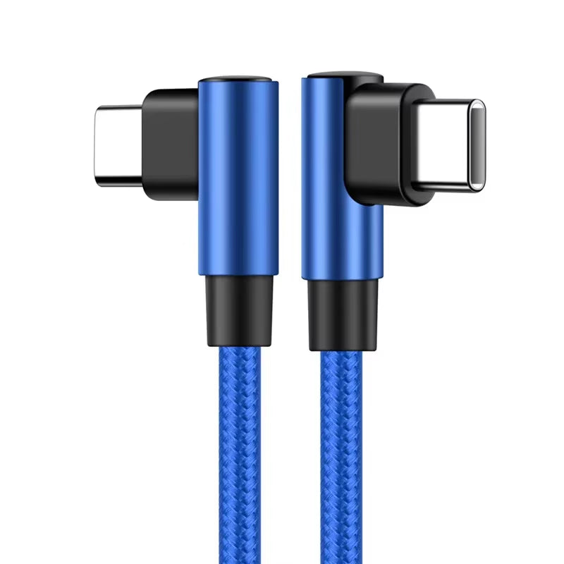 90 Degree Elbow Type-C Cables 20V 3A 60W PD Fast Charging Type C to Type C Male to Male USB Type-C Devices 20Cm 50Cm