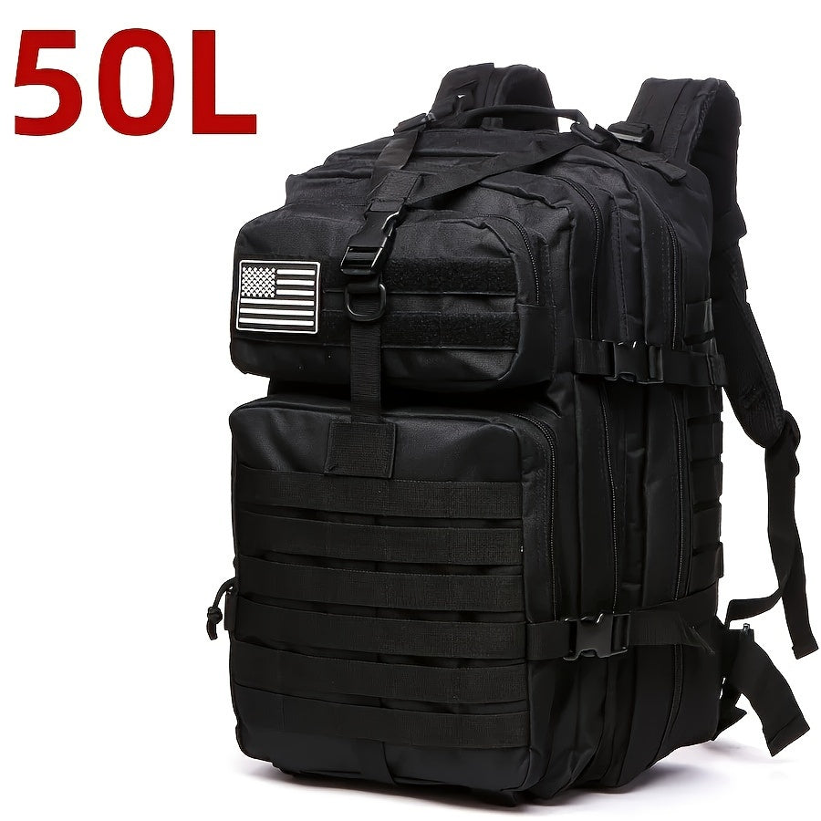Waterproof Outdoor Backpack for Hiking, Fishing & Hunting - Durable Oxford Cloth, Camo Design, 25L/50L Capacity, Zip Closure