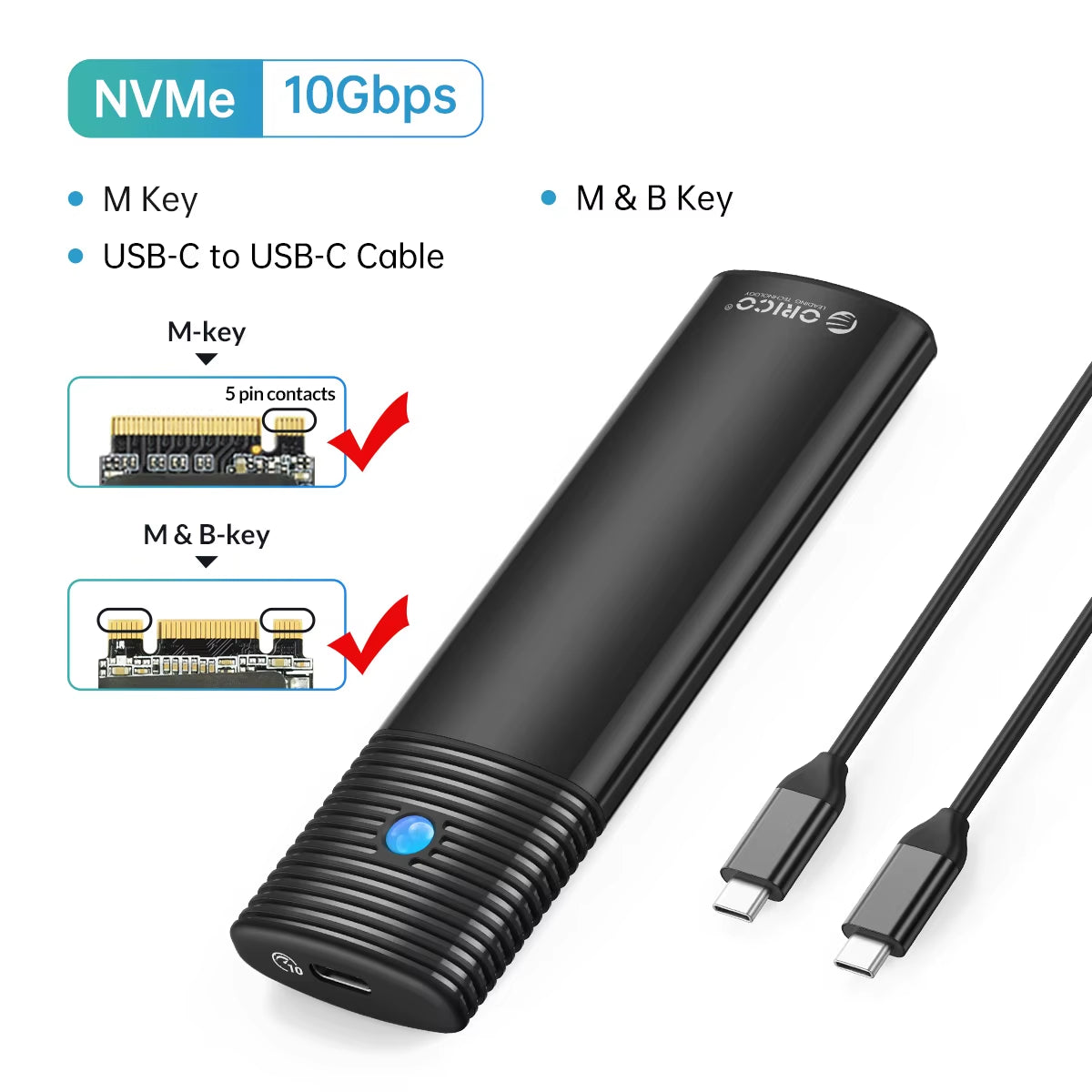 M2 SSD Enclosure Nvme 10Gbps Pcie SSD Box for M.2 Nvme NGFF SATA SSD Disk Tool Free M.2 SSD Case Built-In Metal Heat Sink