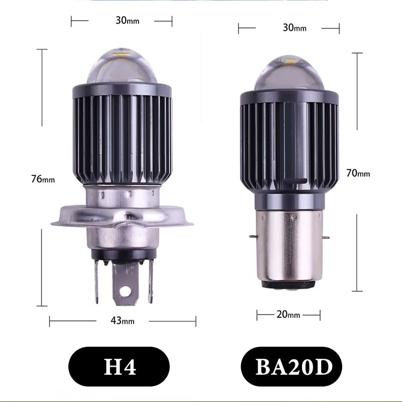 H4 LED Motorcycle Headlight Bulbs 3570 CSP Lens White White Hi Lo Beam Fog Lamp Universal Driving Lamp Scooter Accessories