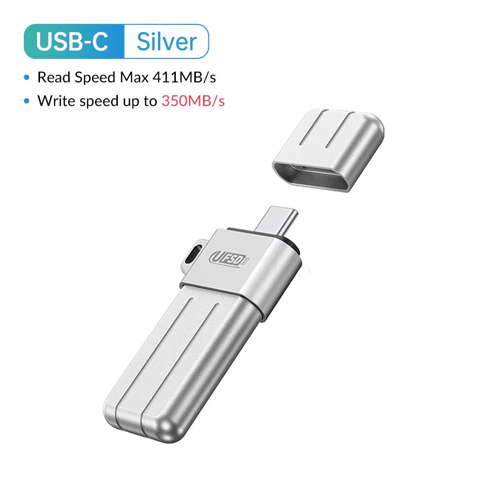 UFSD All Metal 512GB USB Flash Drive 411MB/S Pen Drives 256GB 128GB 64GB USB Stick Type C Pendrives Memory Stick U Disk