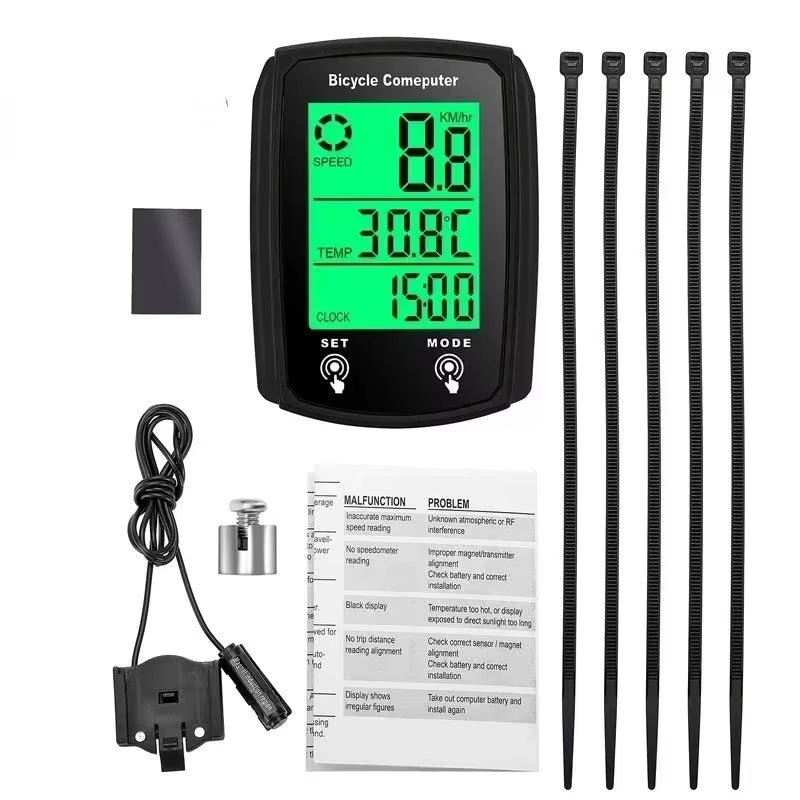 Wired Bike Computer LED Digital Bicycle Speedometer Odometer Touchscreen Cycling Computer Waterproof with Backlight