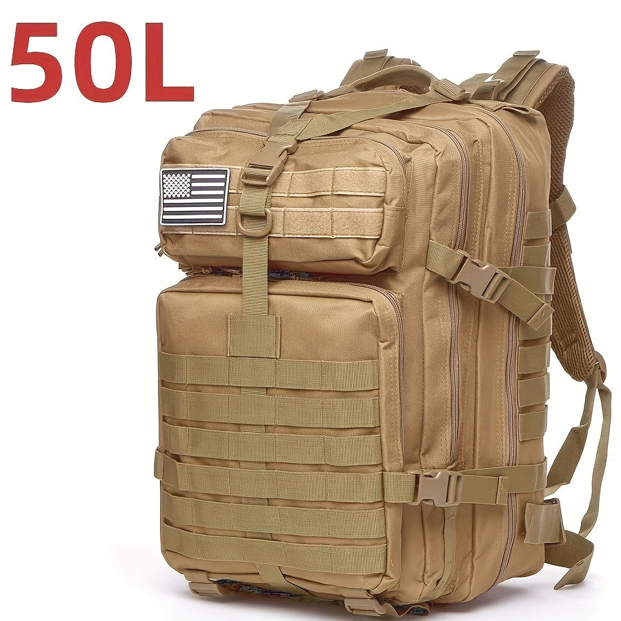Waterproof Outdoor Backpack for Hiking, Fishing & Hunting - Durable Oxford Cloth, Camo Design, 25L/50L Capacity, Zip Closure