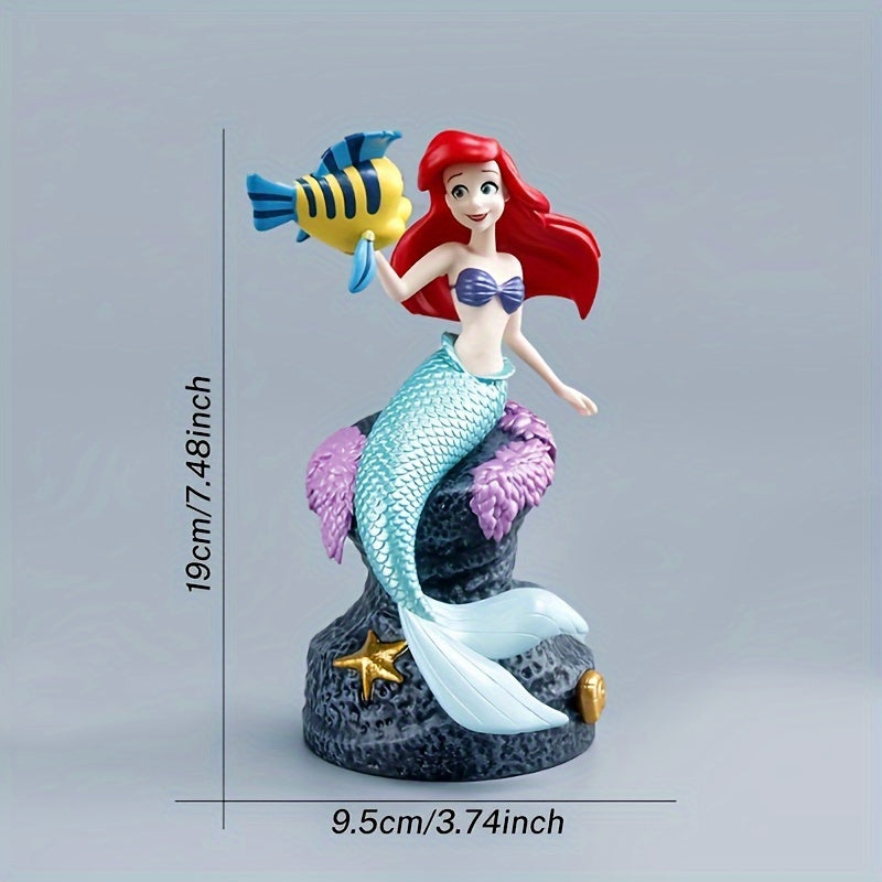 Disney Little Mermaid Ariel PVC Figure Set, Anime Mermaid Princess Collectible Model Kit, Authorized Decorative Cartoon Ornament for Car, Office, Home, Gift for Ages 14+