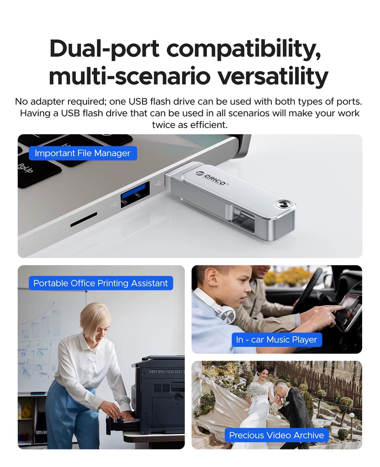 2 in 1 Dual Flash Drive High Speed Pen Drive OTG Type C USB a Dual Interfaces for Macbook Android