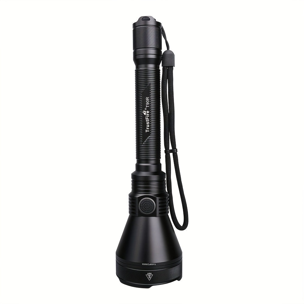 TrustFire T90R 4800 Lumen Tactical Flashlight Rechargeable LED Hunting Flashlight, 1600 Meter USB Rechargeable Tactical Flashlight For Hunting Tactical Flashlight For Search And Rescue Emergency Flashlight Tactical Flashlight