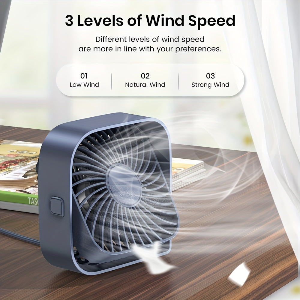 Stay Cool & Comfortable Anywhere: Portable USB Desk Fan with 3 Speeds & 360° Silent Operation