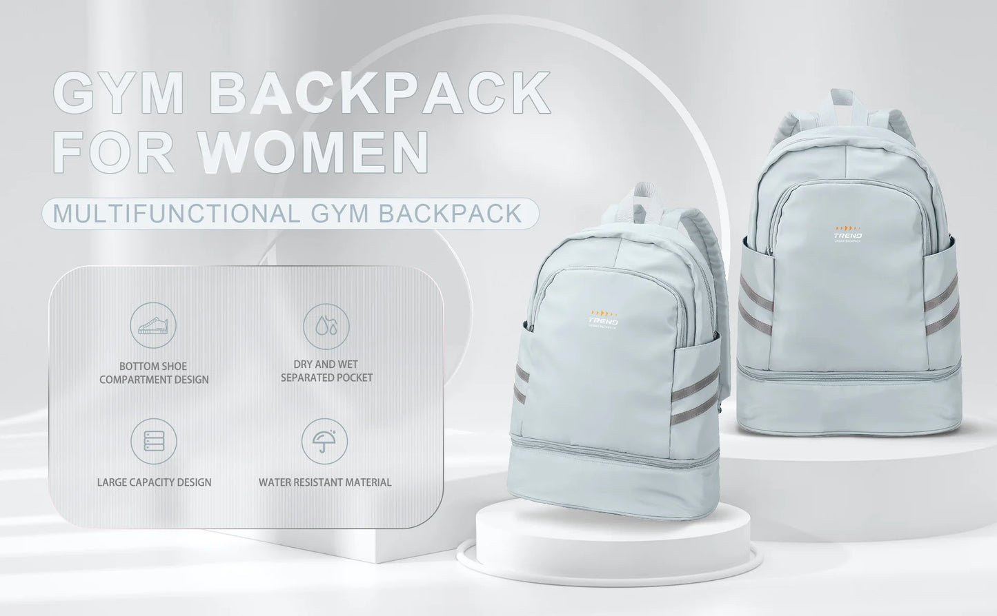Gym Backpack for Women with Shoes Compartment & Wet Pocket Lightweight Large Travel Backpack Waterproof Sports Backpack Gym Bag